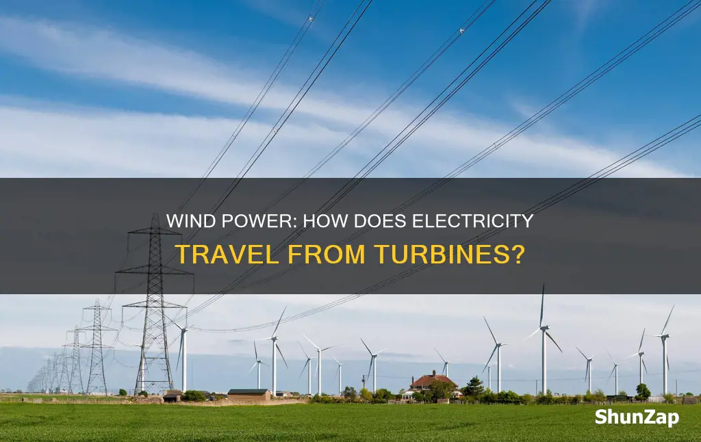 how does electricity travel from wind turbines