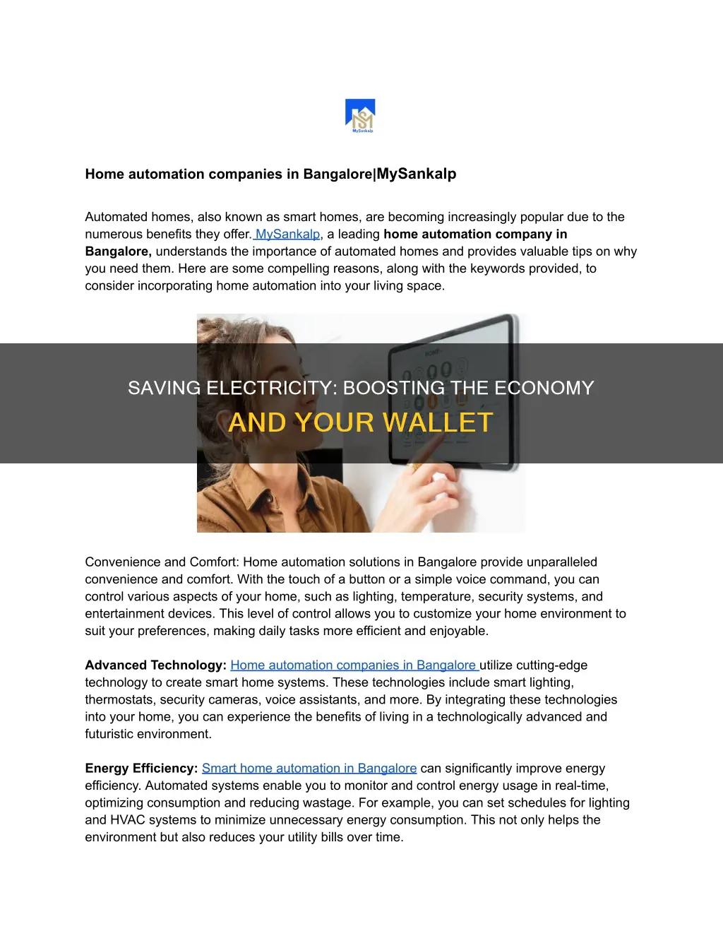 how does saving electricity improve the economy