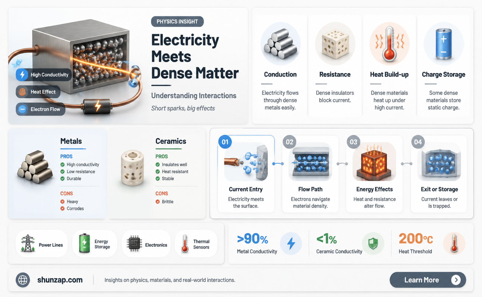 are denser materials affected more by electricity