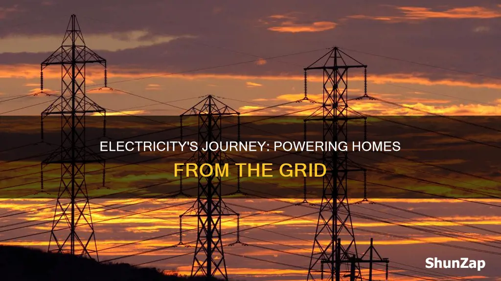 how electricity travels from companie to home