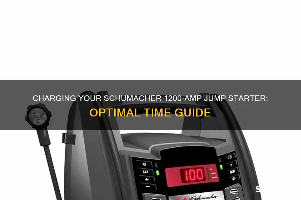how long to charge schumacher electric 1200-amp car batteryjump starter