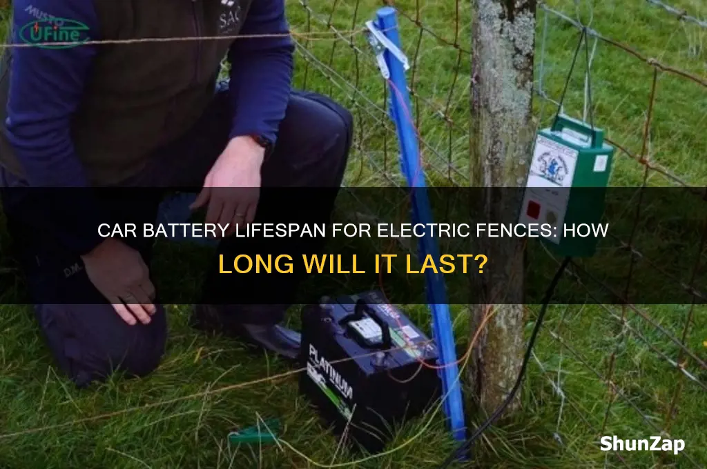 how long will a car battery power an electric fence