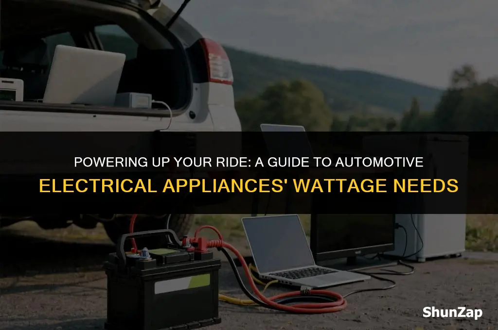 how many watts for automotive electrical appliances use