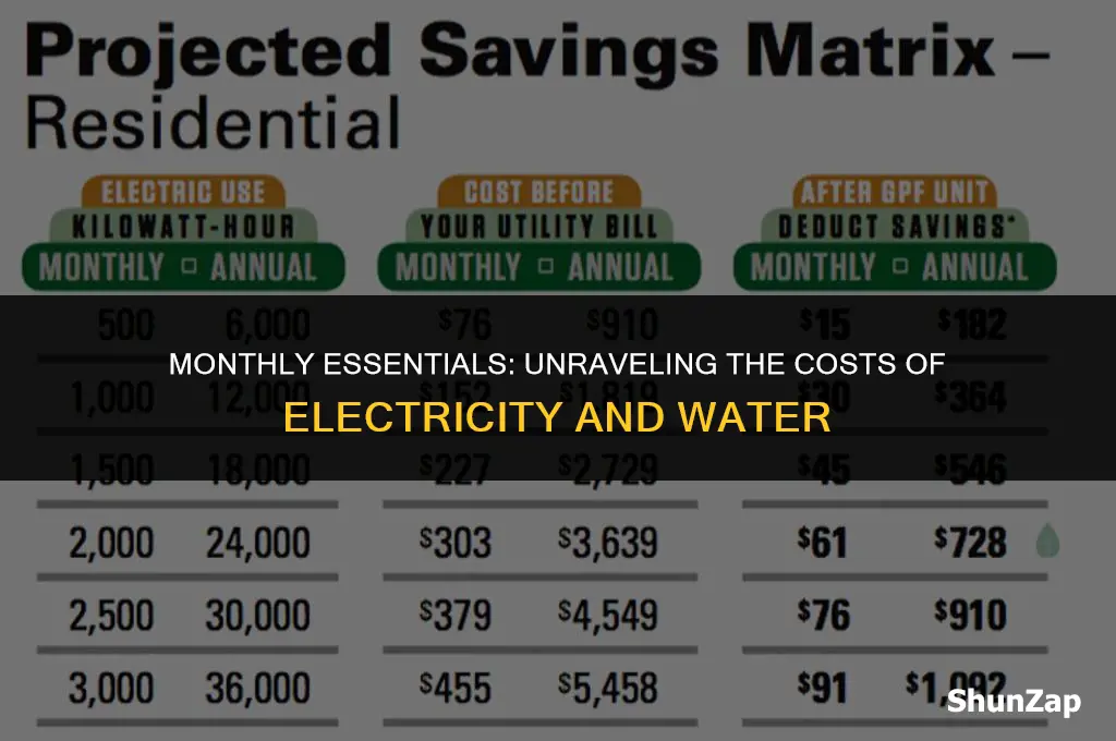 how much does electricity and water cost a month