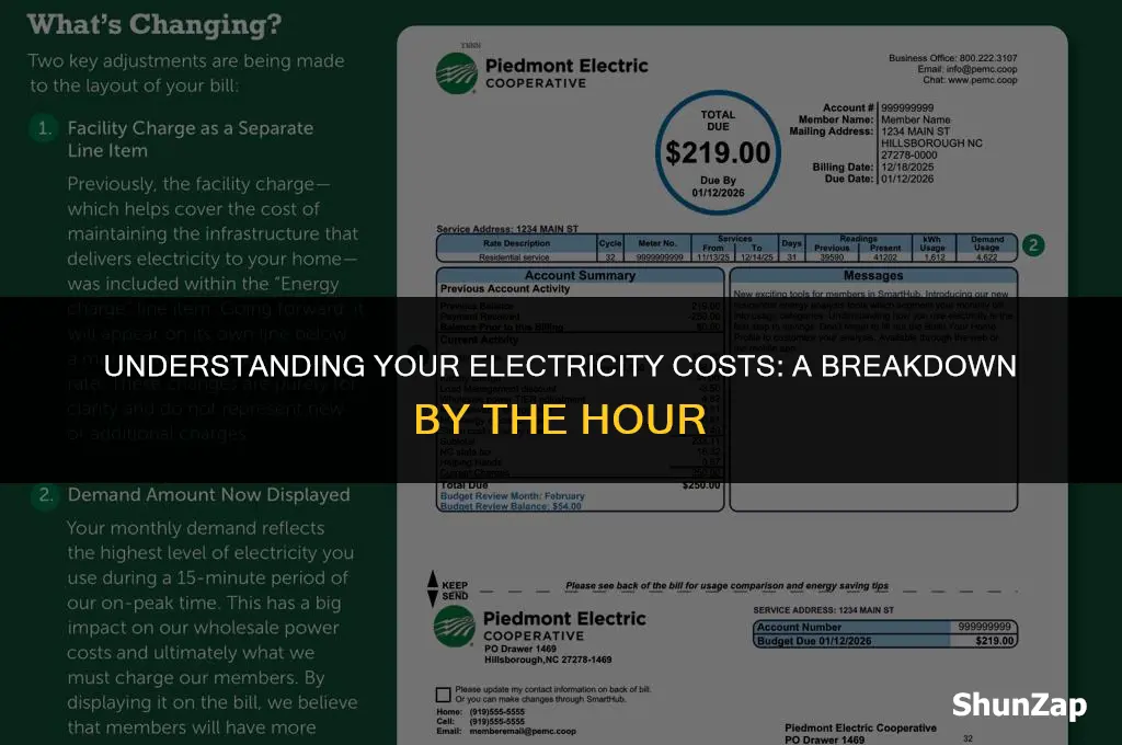 how much does electricity cost an hour