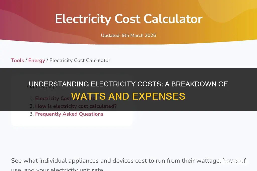 how much does electricity cost per watt
