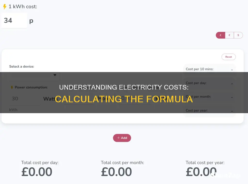 how to calculate cost of electricity formula