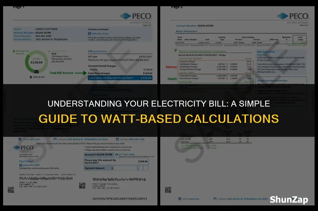how to calculate electric bill using watts