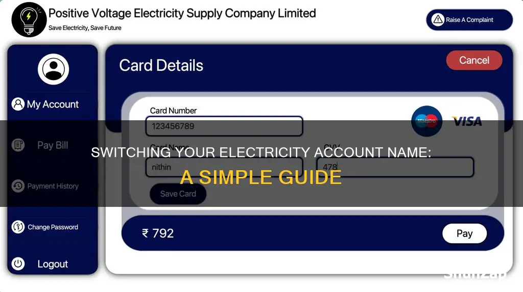 how to change name on electricity account