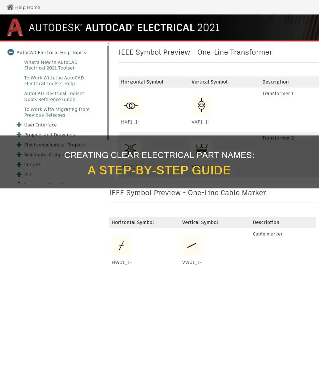 how to create a electrical part name
