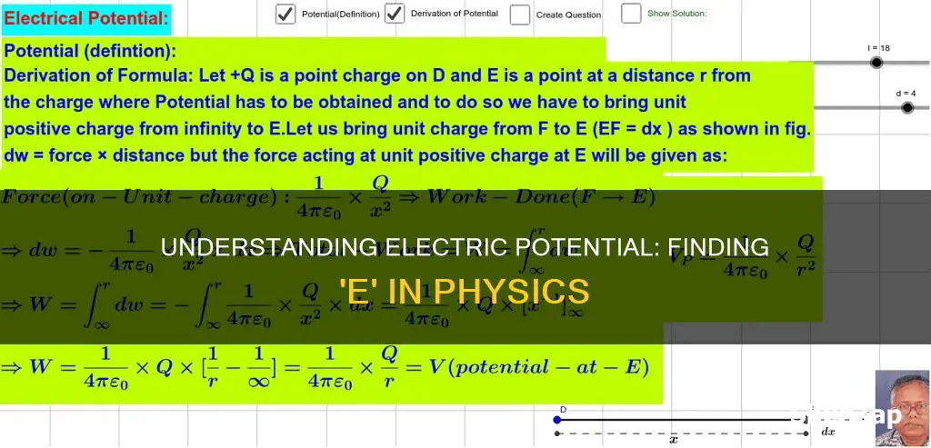 how to find e in electric potential
