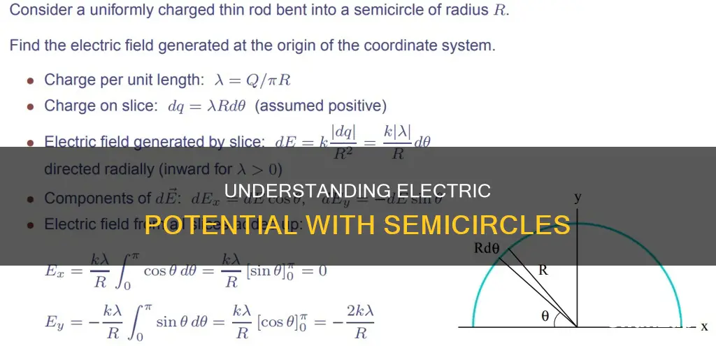 how to find electric potential of semicircle