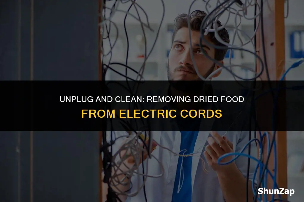 how to get dried on food off electric cords