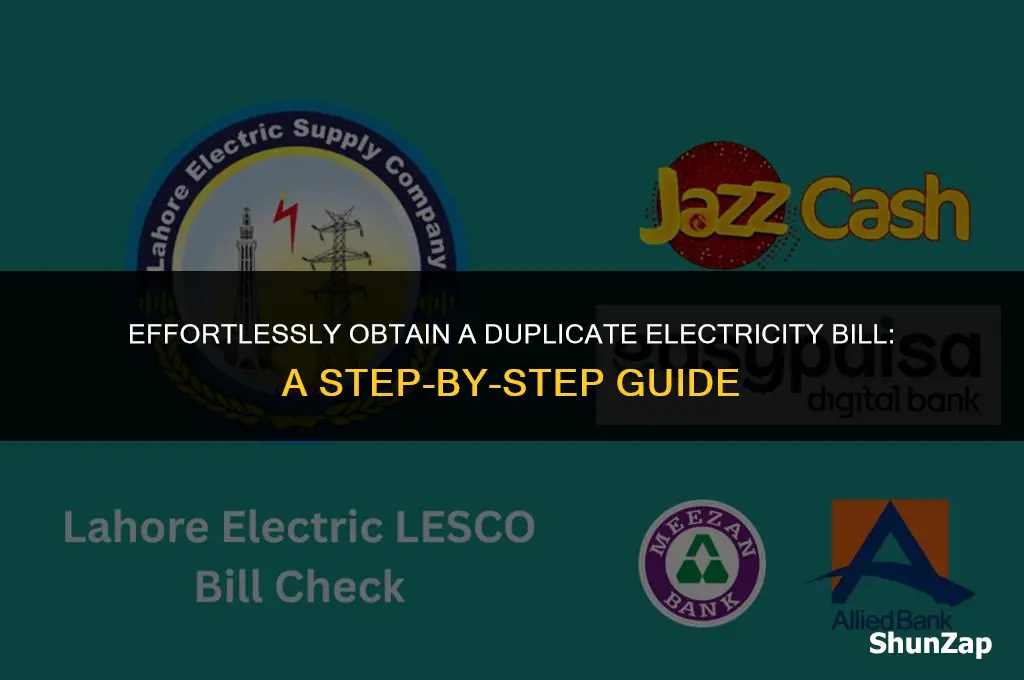 how to get duplicate copy of electricity bill