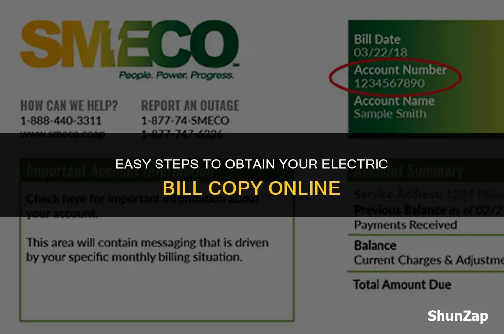 how to get electric bill copy
