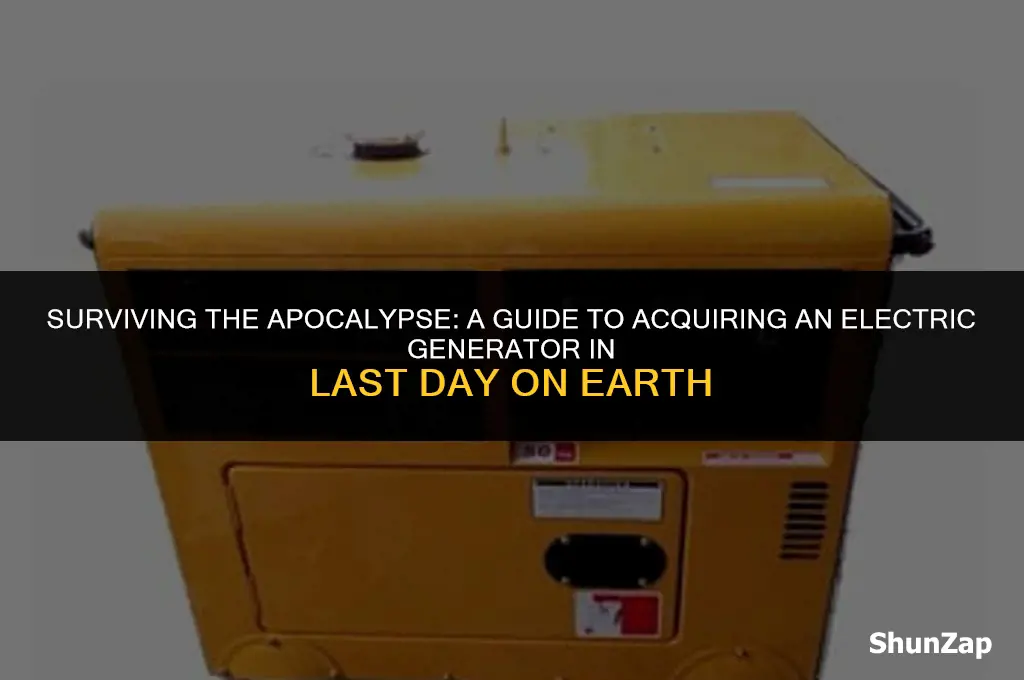 how to get electric generator in last day on earth