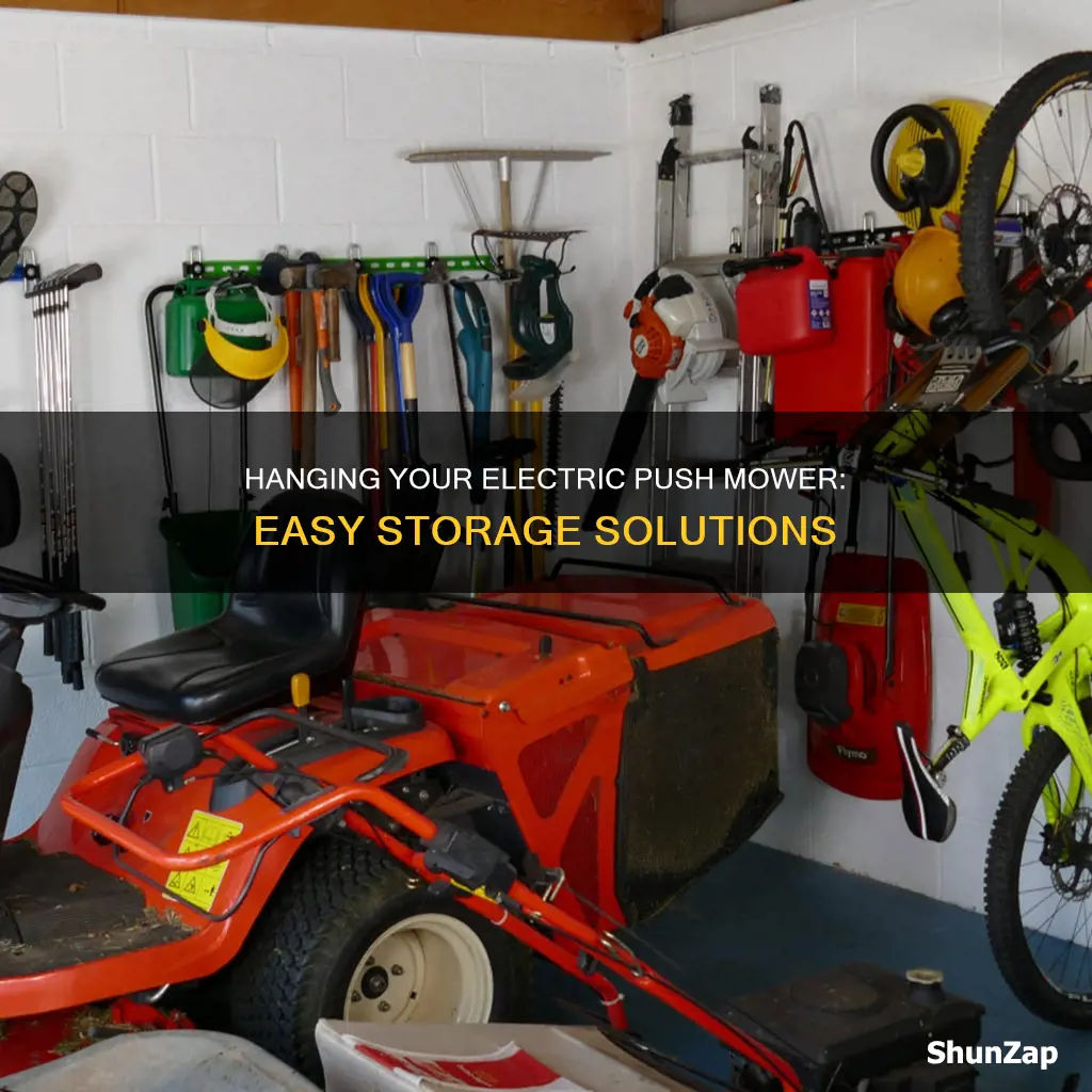 how to hang an electric push mower