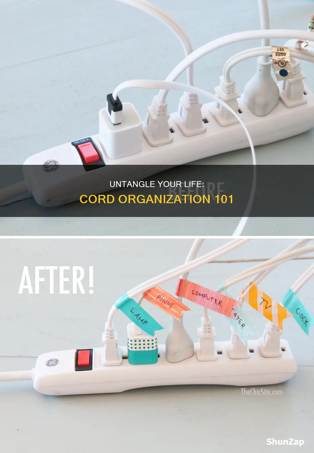 how to organize electrical cords and plubs