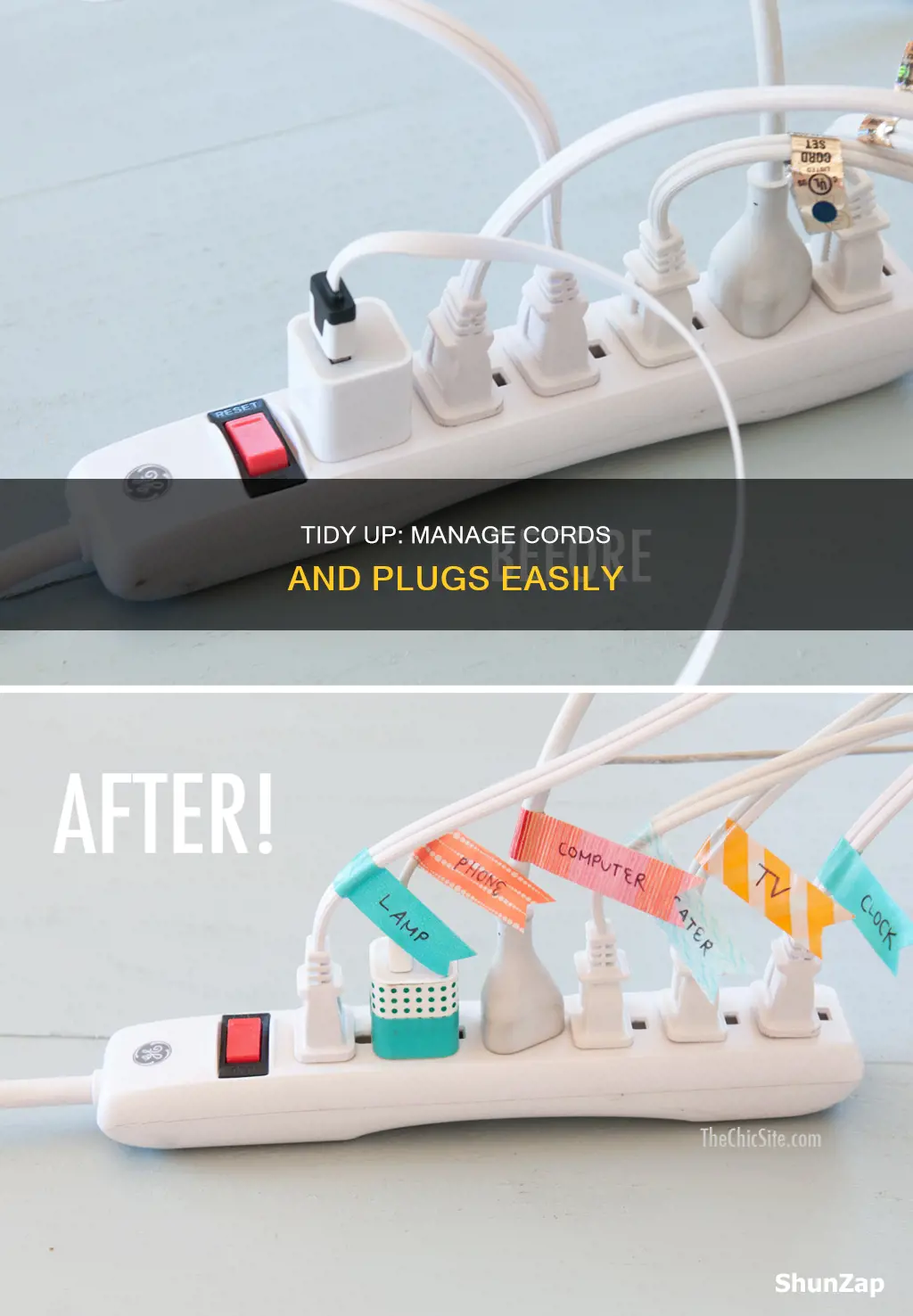 how to organize electrical cords and plugs