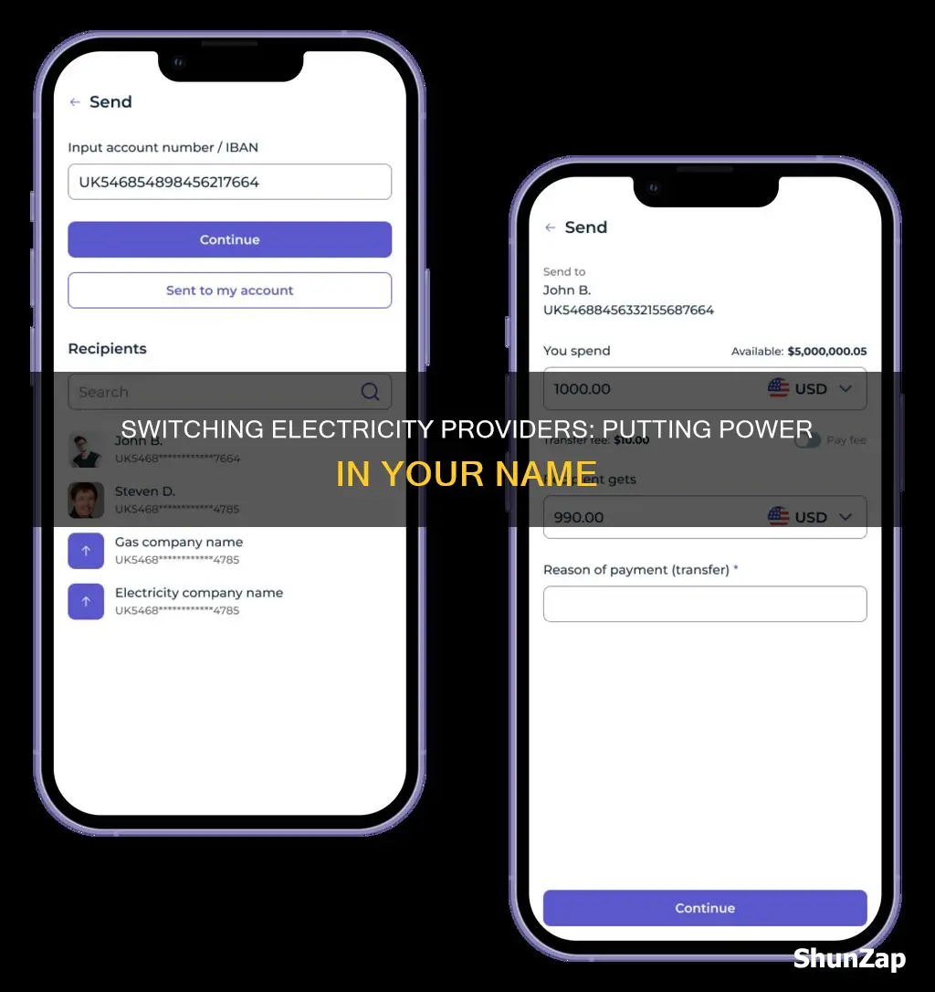 how to put electric in my name