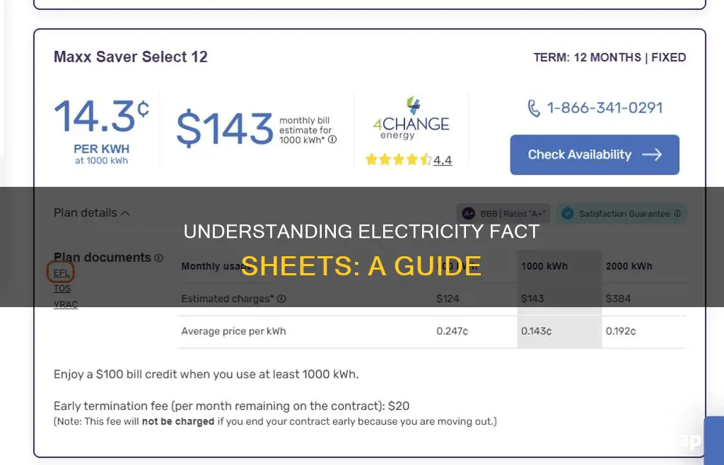how to read fact sheet for electricity