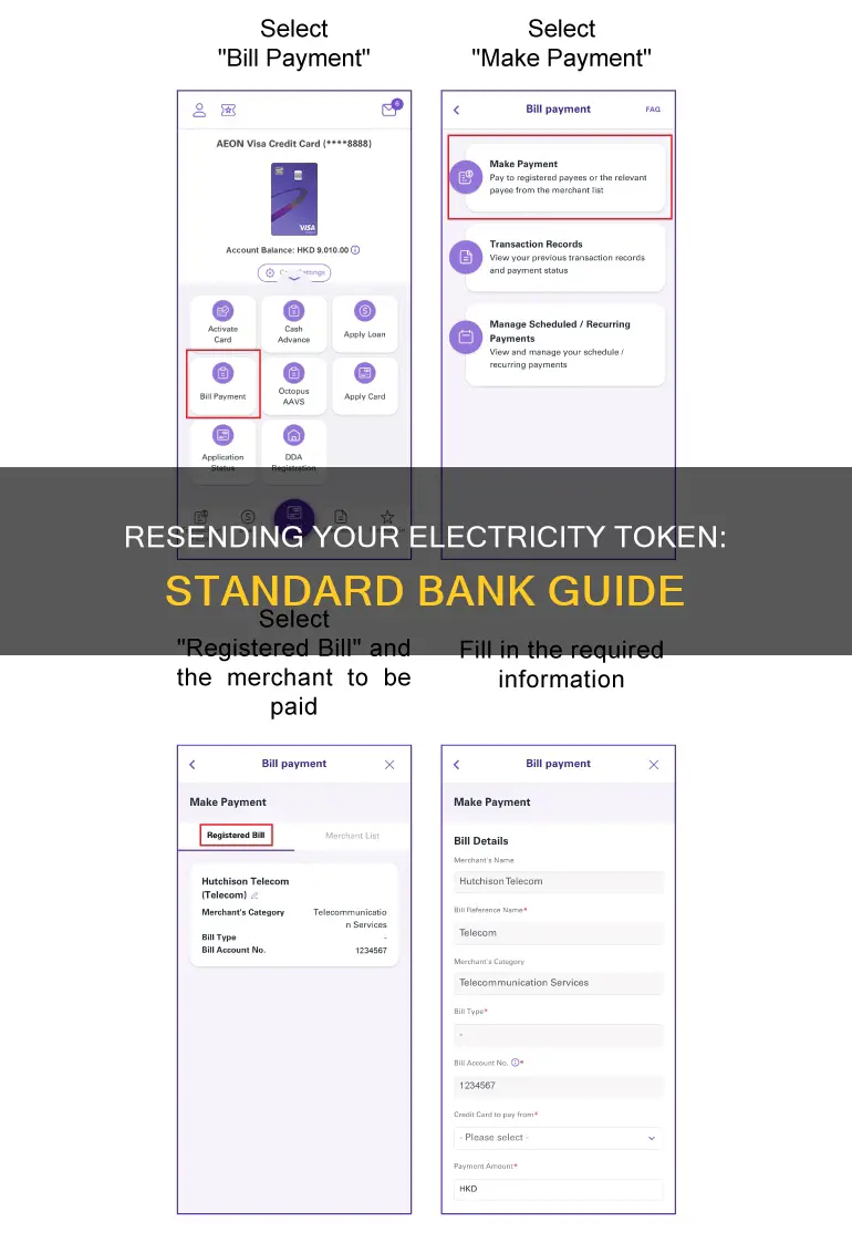 how to resend electricity token standard bank
