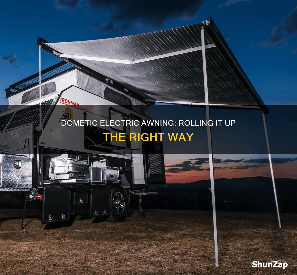 how to roll up dometic electric awning