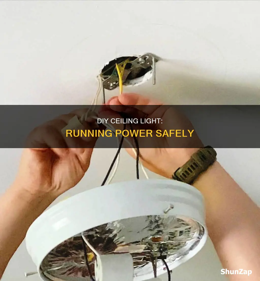 how to run electricity to ceiling light