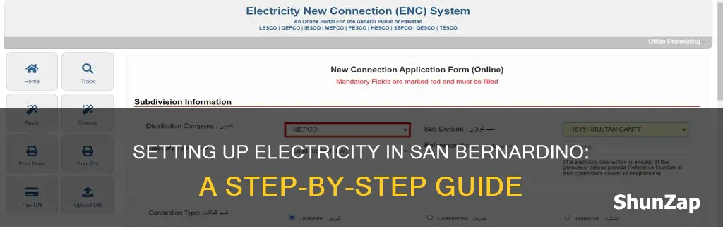 how to setup electricity in san bernardino