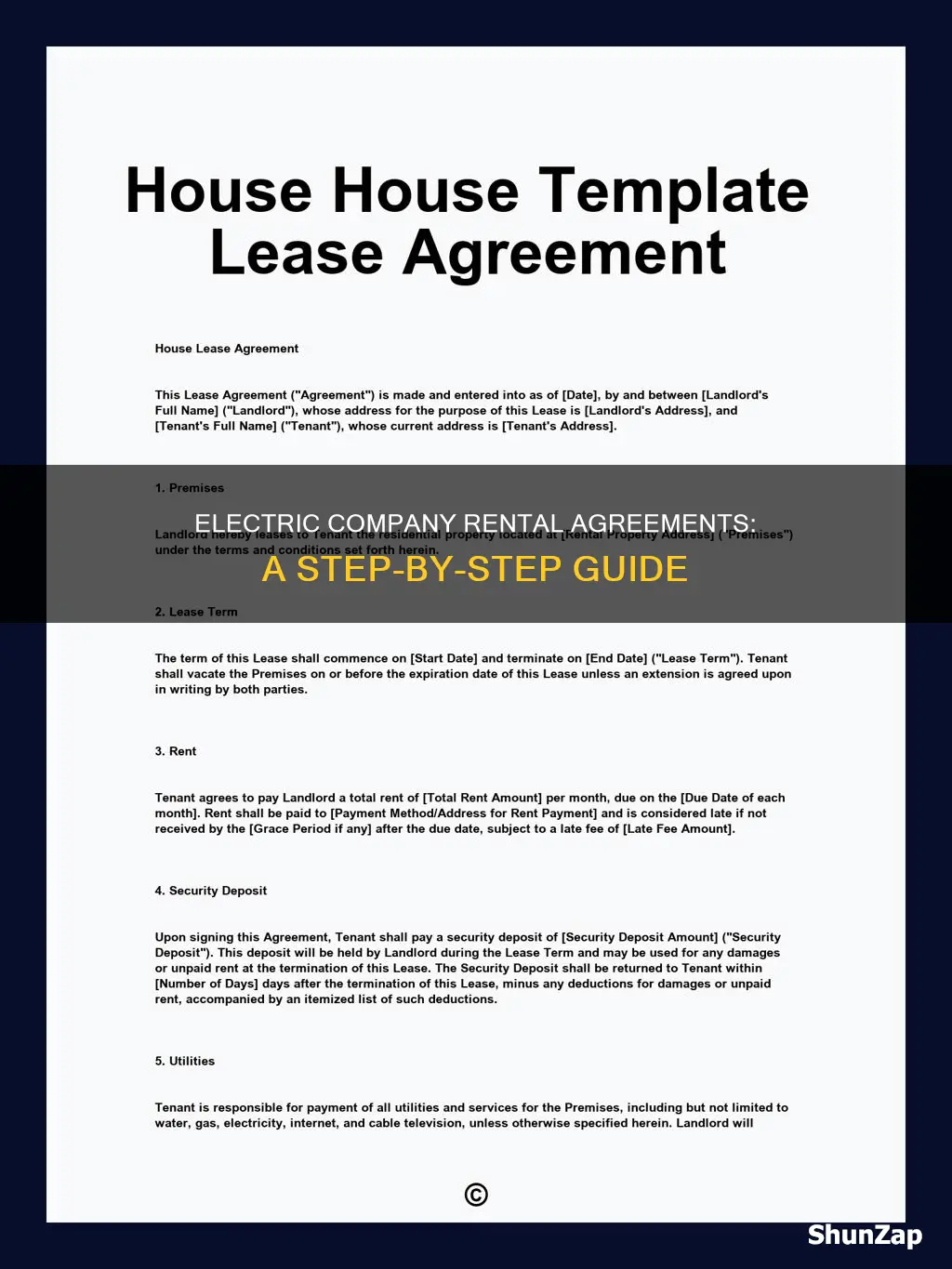 how to type up rental agreement for electric company