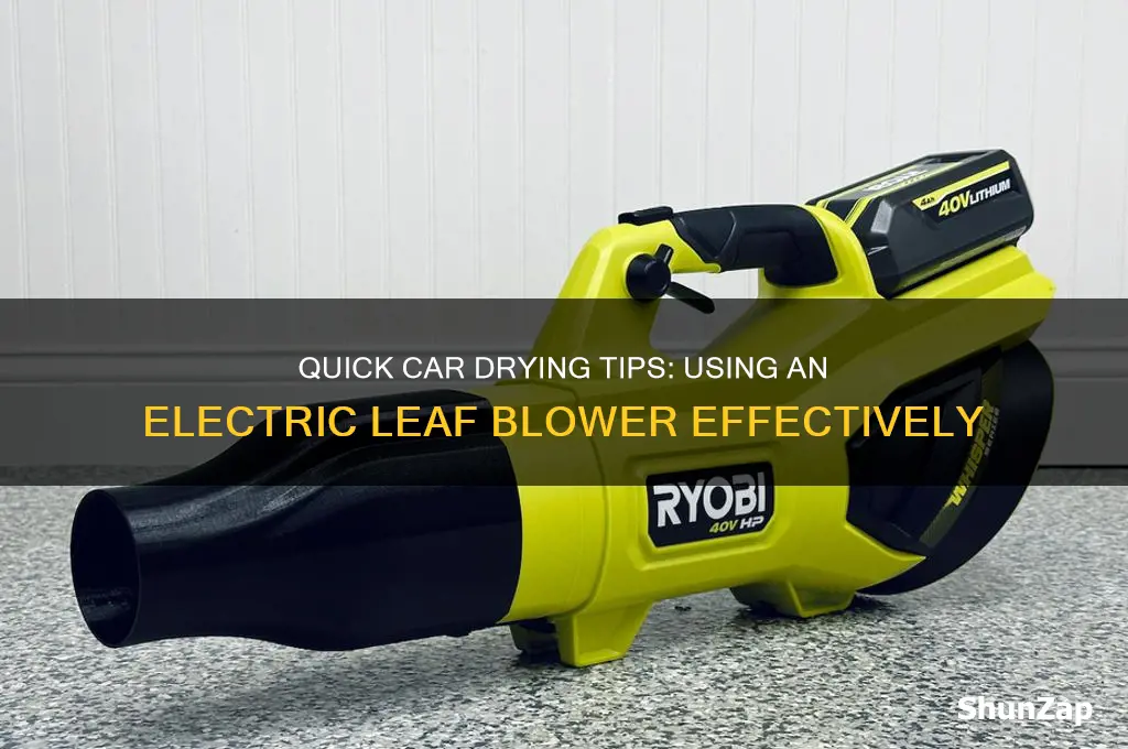 how to use an electric leaf blower to dry car