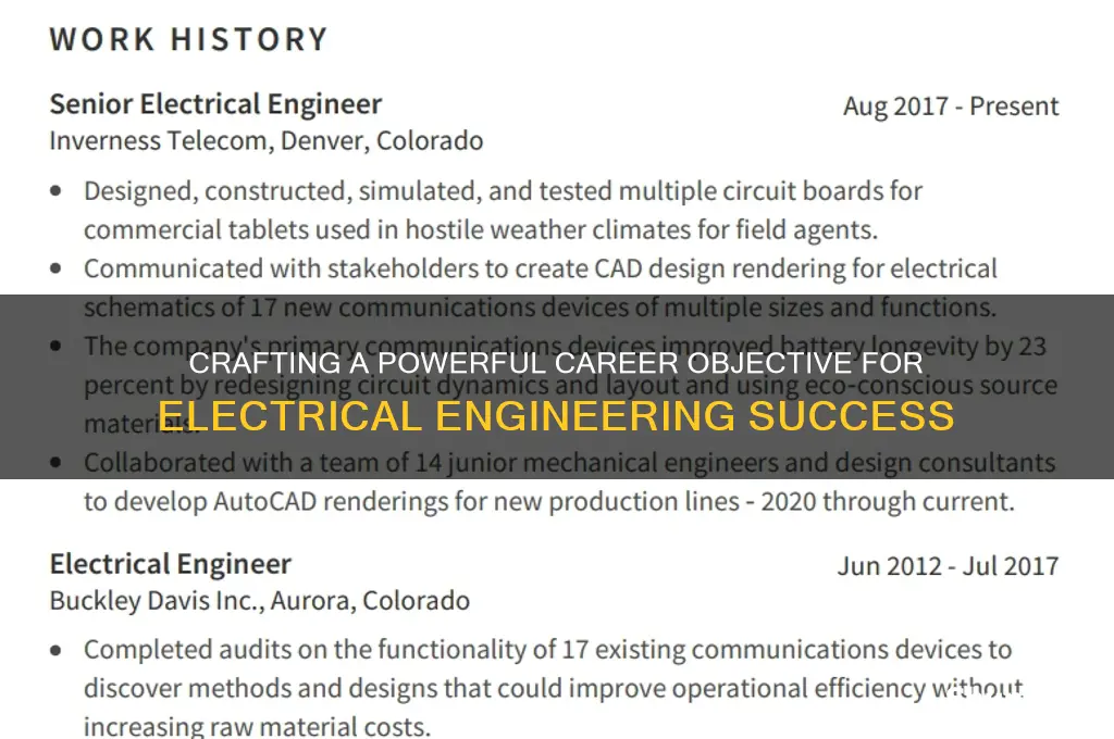 how to write career objective for electrical engineer