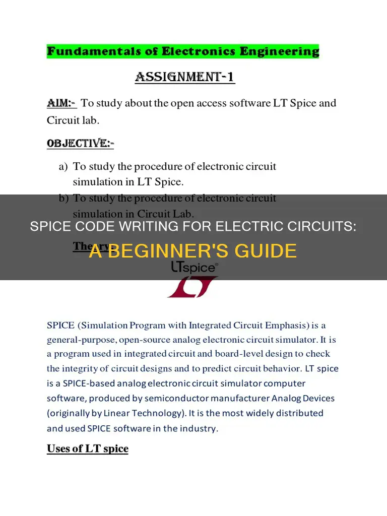 how to write spice code in electric