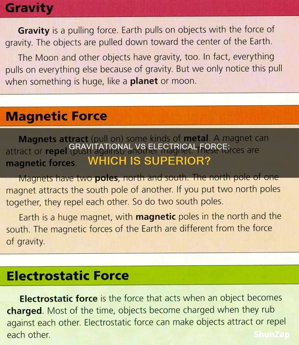 is gravitation force greater than electrical force