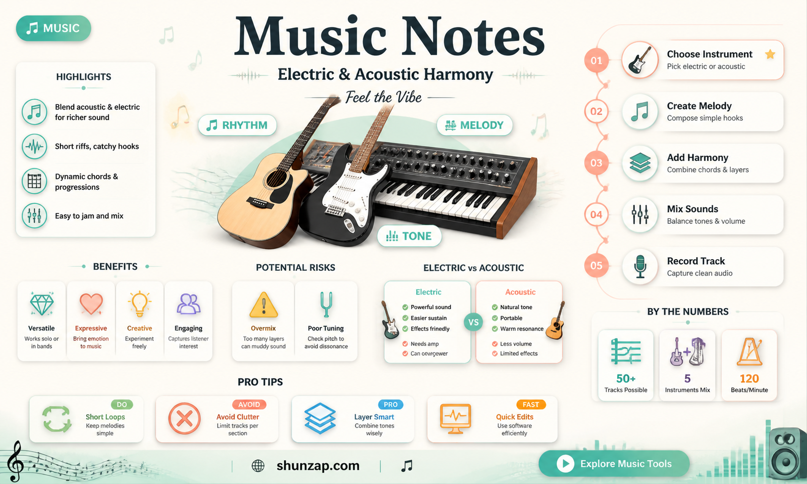 are electric and aoucstic same music notes