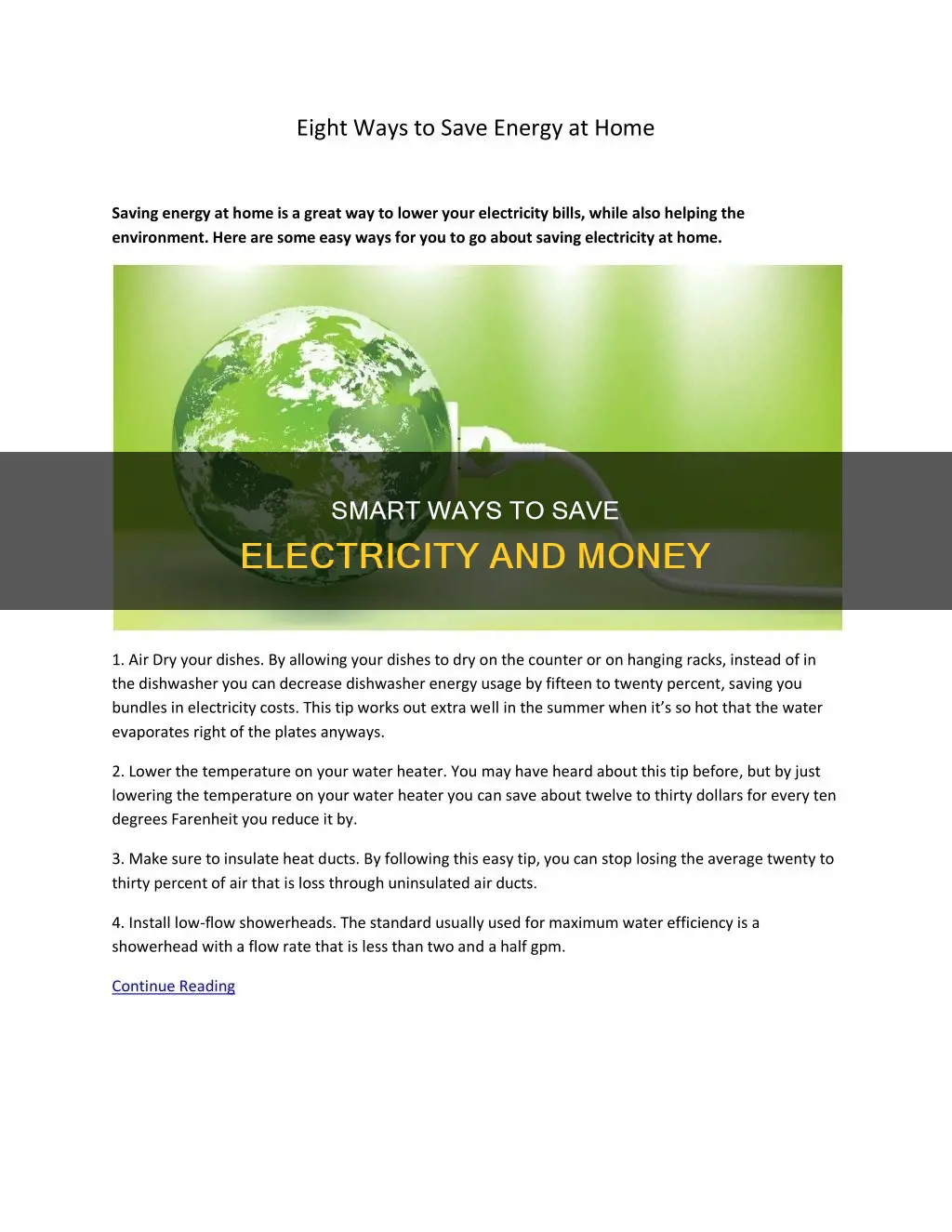 what are some ways to save electricity