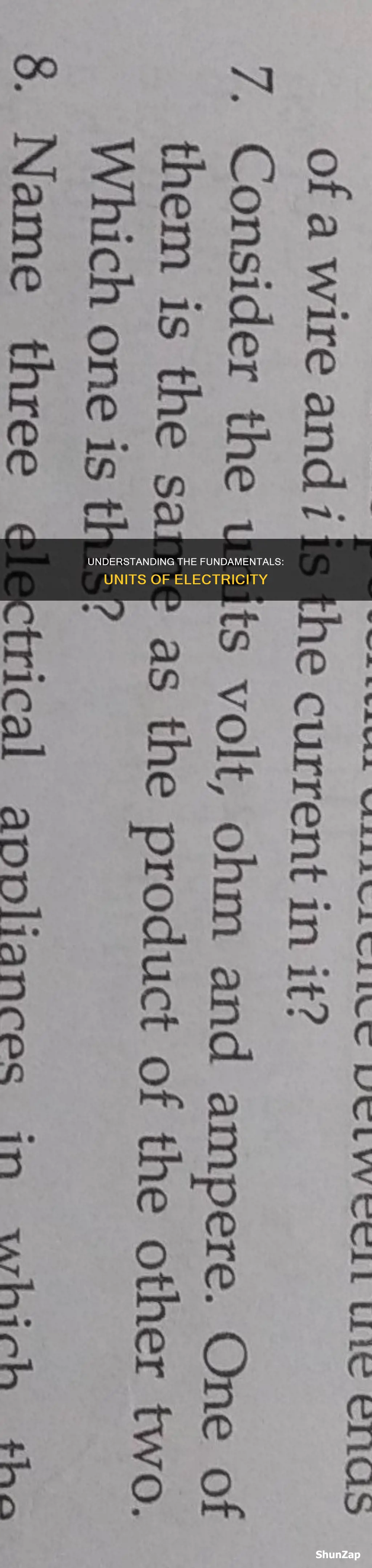 what are the 3 units in electricity