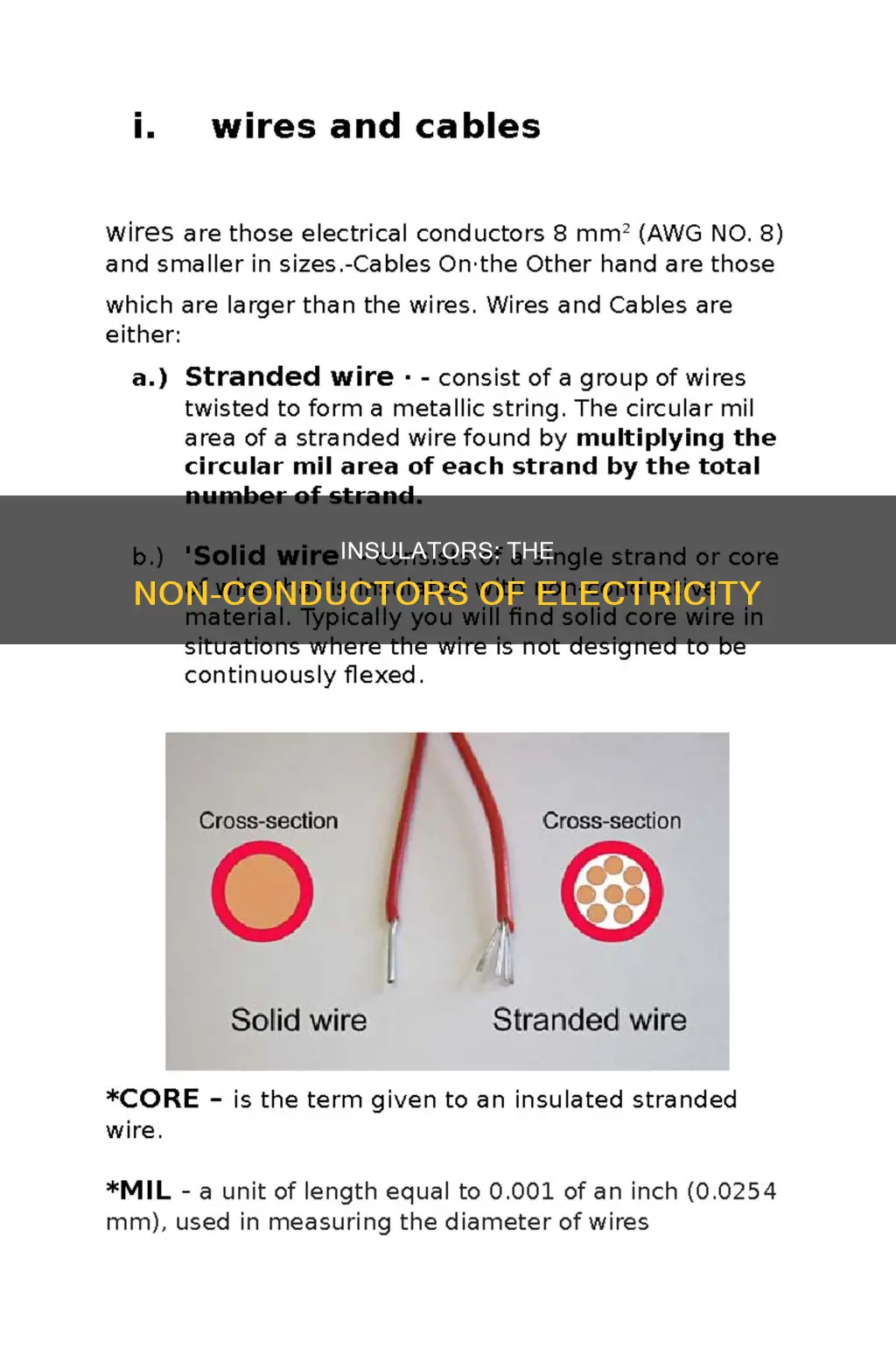 what are the non conductors of electricity