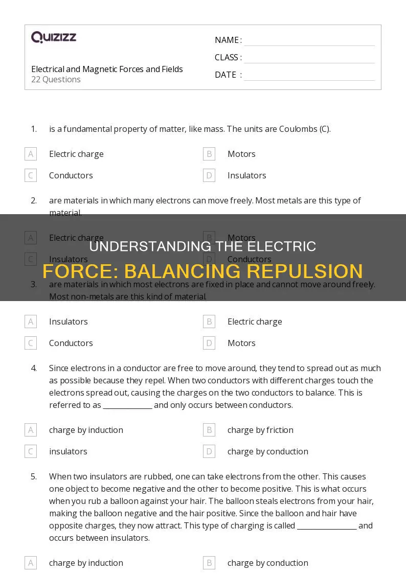 what balances the electric force of repulsion