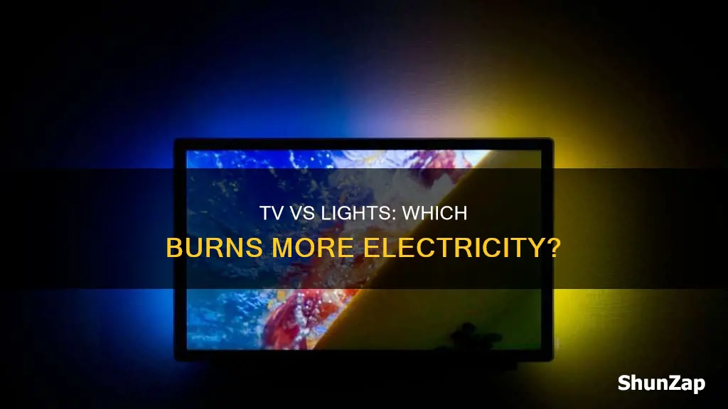 what burns more electricity tv or lights
