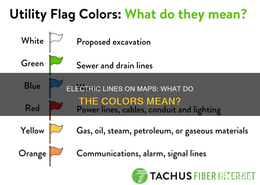 what color are electric lines on maps