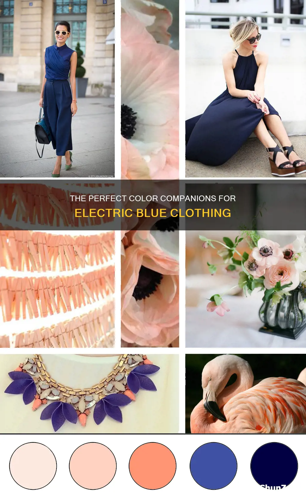 what colours go with electric blue clothes