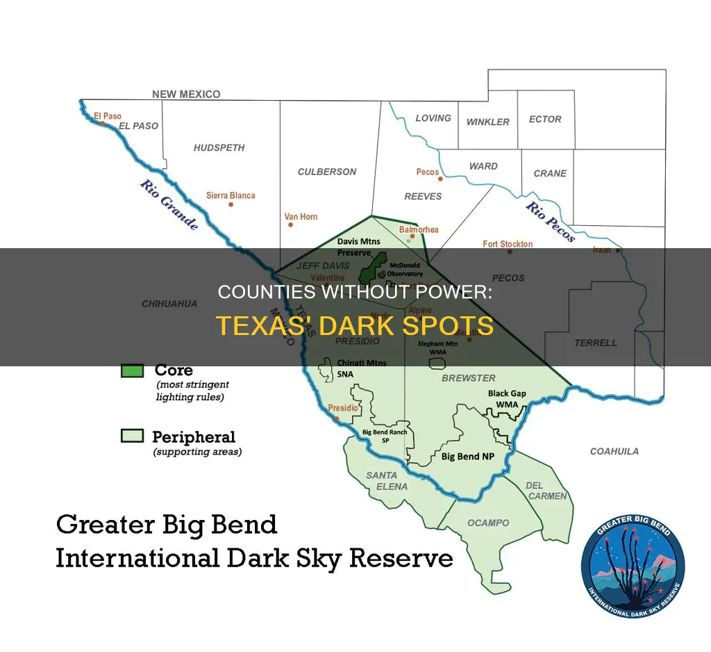 what counties are without electricity in texas