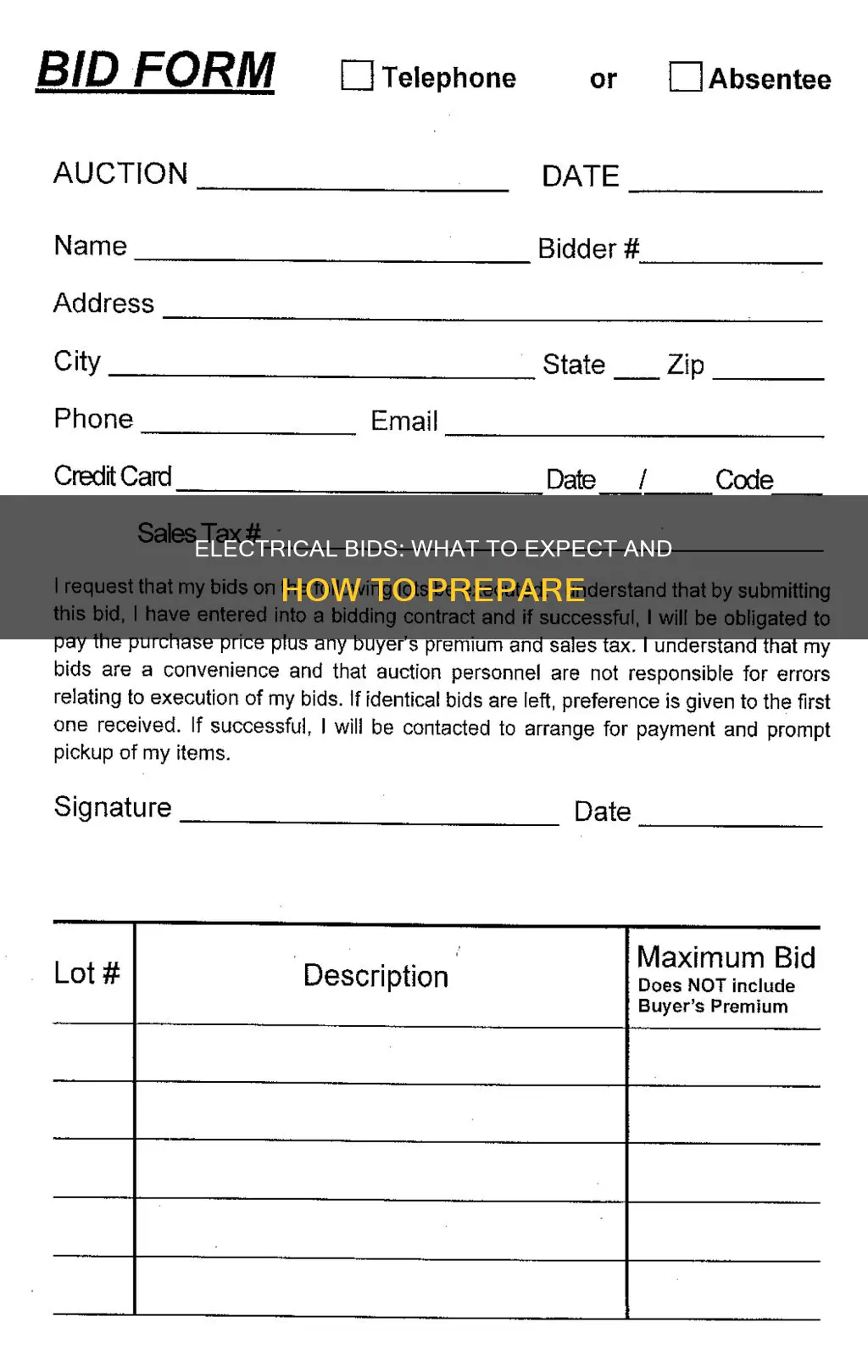 what does an electrical bid look like