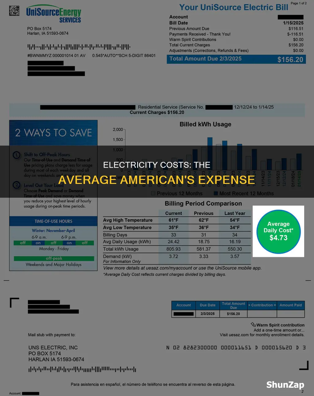 what does average american pay for electricity