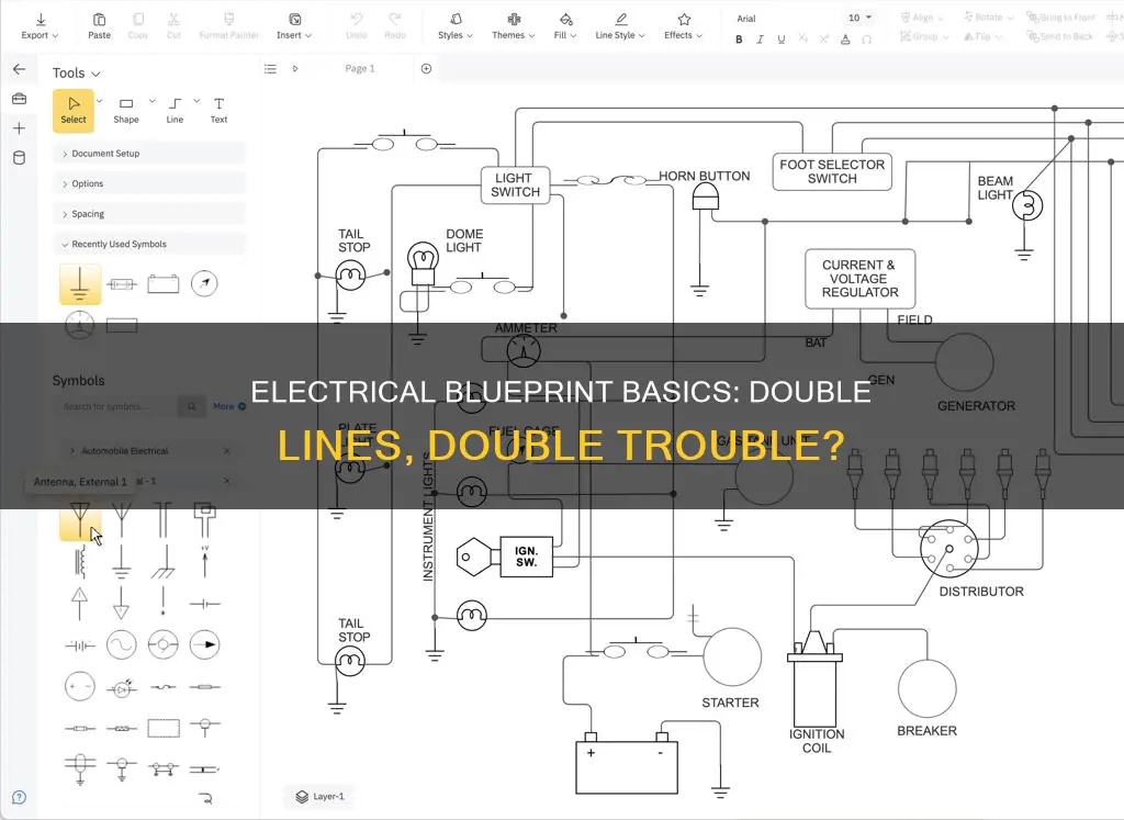 what does two lines on electrical mean on blueprints