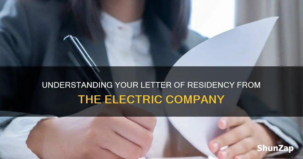 what is a letter of residency from electric company