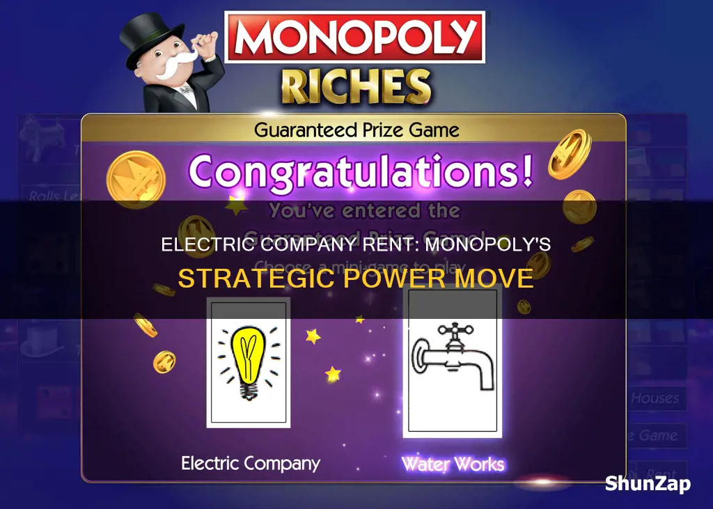 what is rent on electric company in monopoly