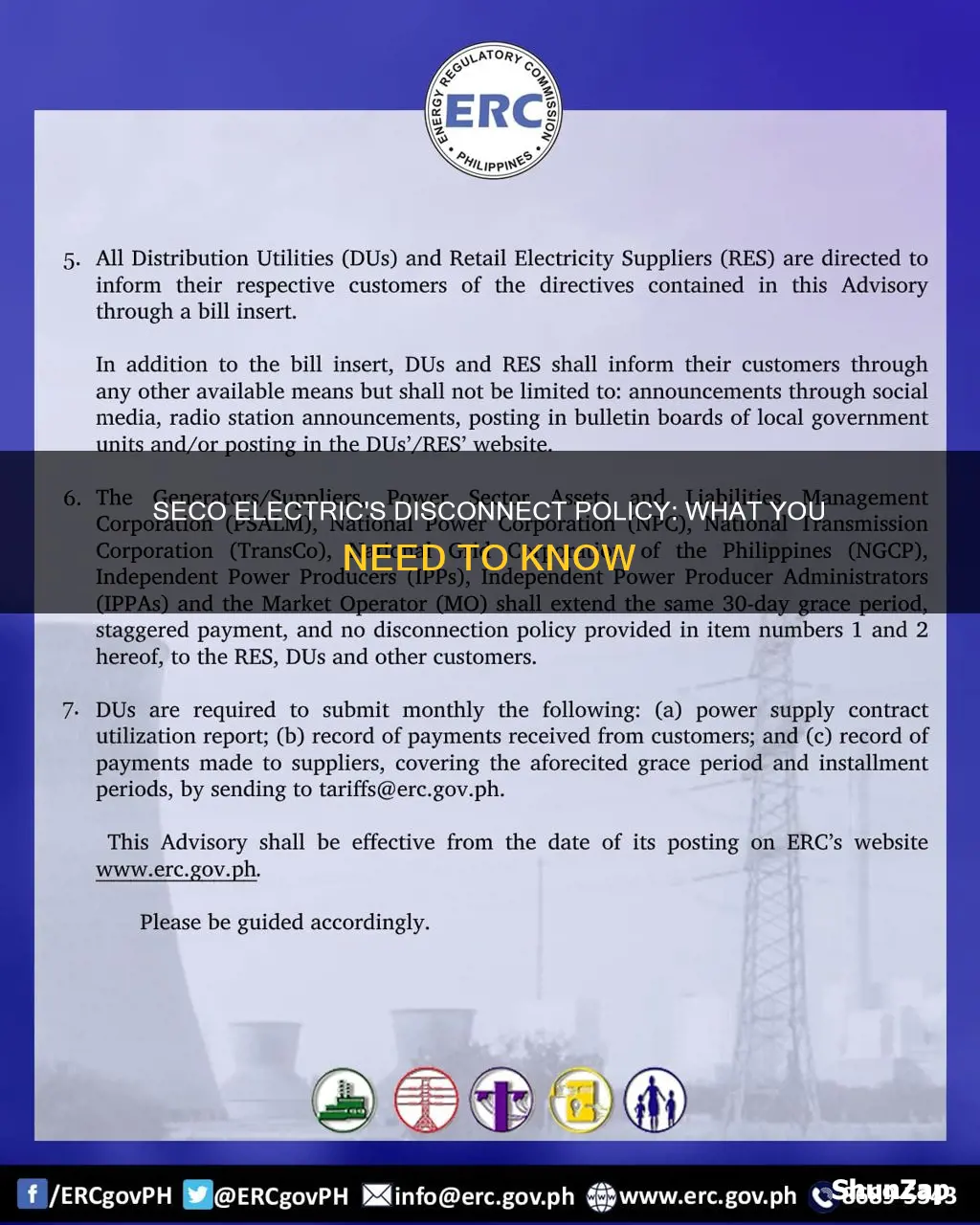 what is seco electric policy for disconnecting