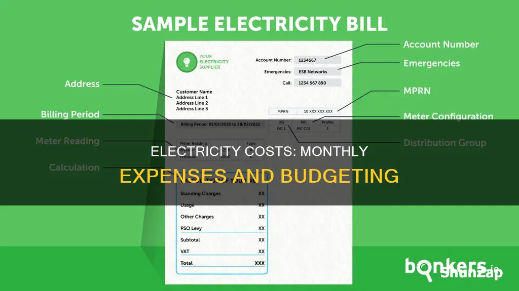 what is the monthly cost of electricity